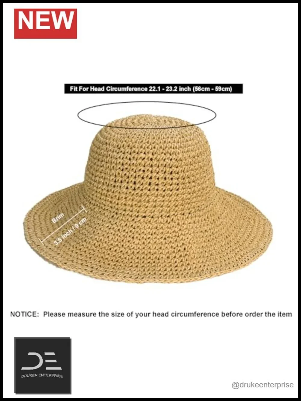 Wide Brim Paper Straw Sun Hat UPF50+ Foldable Travel Beach Hat